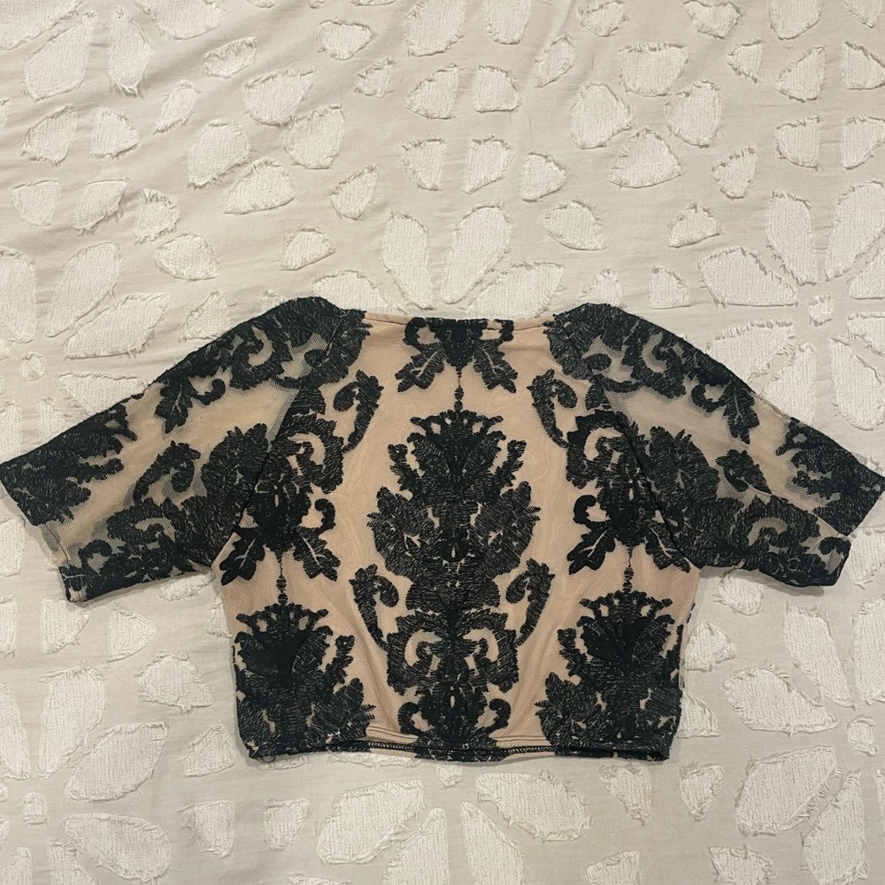 For Love & Lemons Ethereal Crop Top Nude/Black - Picture 7 of 8